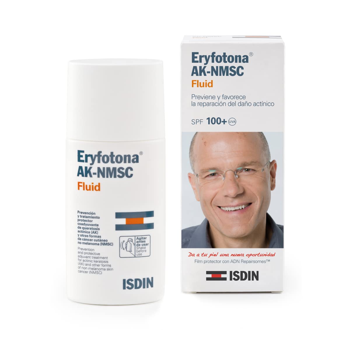 ISDIN Eryfotona AK-NMSC, Protector Solar (SPF 100+), Prevención y tratamiento protector asociado a la Queratosis Actínica (AK), Textura Fusion Fluid, 50 ml