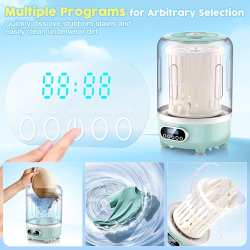 Image of Portable Washing Machine and dryer Underwear Washer,Upgraded Portable Mini Washing Machine,Rechargeable Cordless portable washer, Laundry Cup for Bra, Underwear, Socks(3Lgreen)