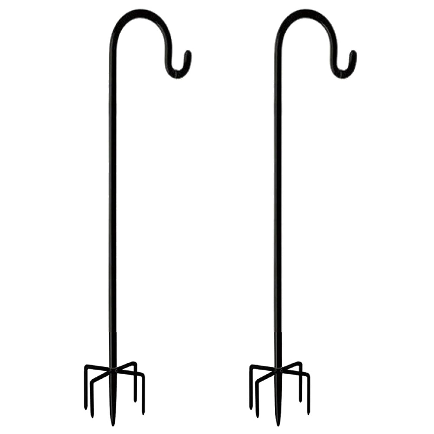 Jnchdghwa Black 2Pcs 48Inch Outdoor Shepherd's Hook, Heavy Duty Bird Feeder Post For Hanging Lanterns, Bird Feeders With 5-Foot Base