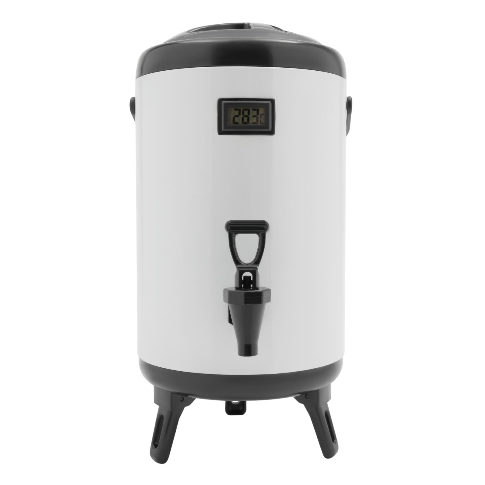 Distributore di bevande isolato in acciaio inox, 10 l, distributore di bevande calde e fredde, con termometro elettronico, rubinetto per caffè, tè al latte, succhi di frutta, termico, 12 ore (bianco)