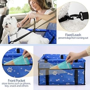 PetsHome Dog Car Seat Foldable Dog Car Booster Seat Waterproof Breathable Oxford Travel Bag for Small to Medium Dogs, Puppies, and Pets-Pattern Blue PetsHome Dog Car Seat Foldable Dog Car Booster Seat Waterproof Breathable Oxford Travel Bag for Small to Medium Dogs Puppies and Pets Pattern Blue
