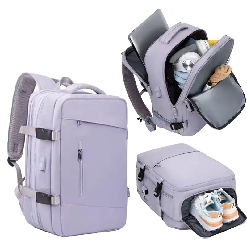 Image of The Purple Tree Multifunction Waterproof Laptop Travel Backpack with Shoe Compartment, Shoulder Bag, 35 L Laptop Backpack with USB Charging