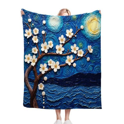 Manta para Sofá 240 x 260 Flores de Melocotonero Rosadas, Mullida Mantas para Cama 180 de Franela, Cálida Reversible Manta Polar de Microfibra para Cubre Colchas, 260x240 cm A116