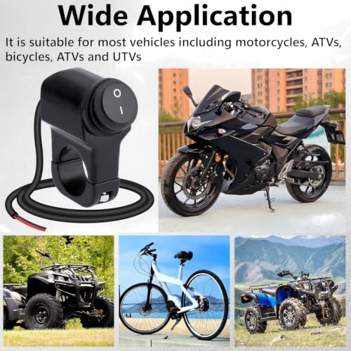 Image of Motorcycle Handlebar Switch 12V, Waterproof Motorcycle Light Toggle Switch | Aluminum Alloy ATV Light ON Off Switches, for Motorcycle ATV UTV Scooters, Fits 7 /8 inch Handlebars (22mm)
