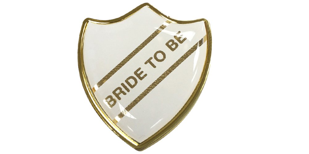 Capricornone Bride to Be Gel Domed School Shield Wedding Badge