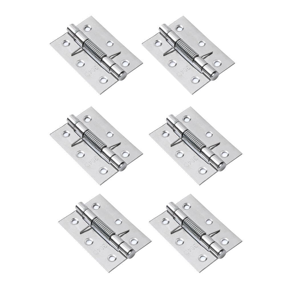 KTUXZCI Automatic Close Self Closing Spring Door Hinges Stainless Steel Heavy Duty Door Hardware for Secure Applications Hinges Spring Hinge Automatic Closer, Silver, 3 inch