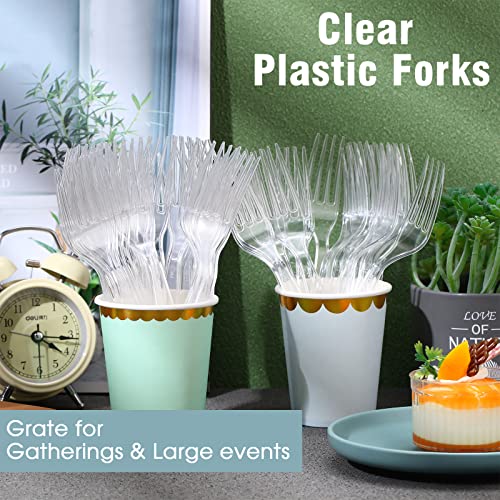 400 Pcs Heavy Duty Disposable Knives Clear Plastic Knives Disposable Spoons Heavyweight Cutlery Utensils For Party Home Picnics Restaurant Fast Food Outdoor Events (Forks) #TOP4