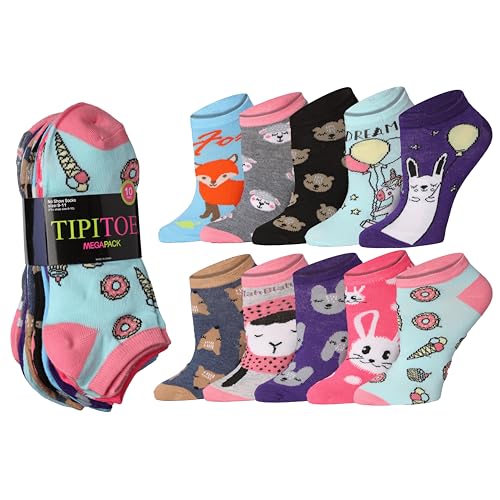 Image of Tipi Toe Women's 10 Pairs Lightweight Colorful Socks - Fun Low Cut Patterns for All-Day Comfort and Easy Everyday Style
