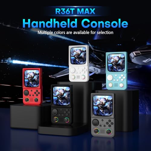Image of R36TMAX Retro Handheld Game Console, Retro Gaming Console with 4.0 Inch 720x720 IPS Screen, Portable Handheld Linux System, 4000mAh Battery (Dark Red-128GB)