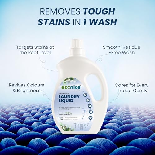 Image of ECONICE Eco-Friendly Laundry Liquid Detergent (1L Pack of 1) | Non-Toxic, Biodegradable & Skin-Friendly | Safe for Kids & Pets | For Top Load, Front Load & Hand Wash | Tough on Stains, Fresh Fragrance
