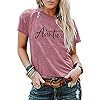 Auntie-T-Shirts-Women-Cute-Aunt-Gift-Tee-Shirts-Funny-Graphic-Casual-Short-Sleeve-Tee-Top Auntie T Shirts Women Cute Aunt Gift Tee Shirts Funny Graphic Casual Short Sleeve Tee Top Dark Pink
