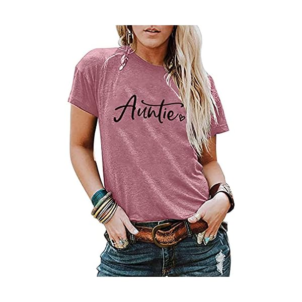 Auntie-T-Shirts-Women-Cute-Aunt-Gift-Tee-Shirts-Funny-Graphic-Casual-Short-Sleeve-Tee-Top Auntie T Shirts Women Cute Aunt Gift Tee Shirts Funny Graphic Casual Short Sleeve Tee Top Dark Pink