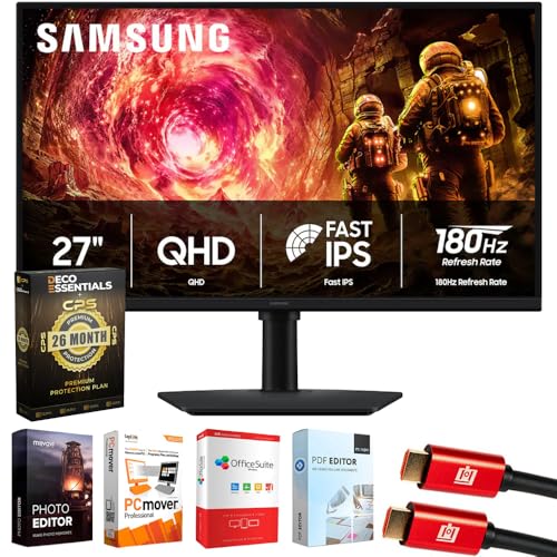 Image of Samsung 27 inch Odyssey G5 G50F QHD Gaming Monitor LS27FG502ENXZA Bundle with Elite Suite 18, 2X HDMI Cable and Deco Gear CPS Exclusive 26 Month Protection Pack (BEACH-CPS-26M250)