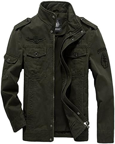 KolongvangieMen's Casual Bomber Jacket Windbreaker Outdoor Sportswear Military Style Coat