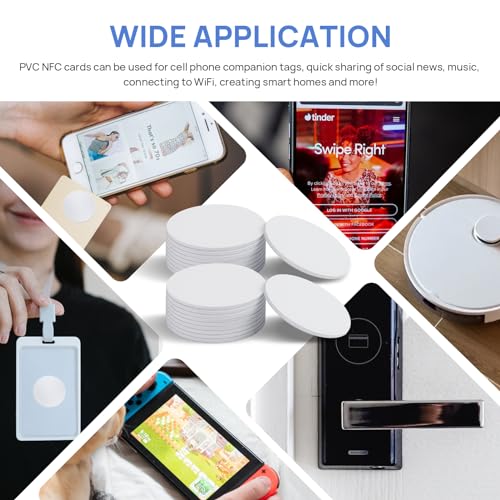 Image of 20 Pcs NFC Tags,NFC Stickers Cards with Adhesive Back, Round Rewritable NFC Cards, 504 Bytes Memory Compatible with NFC Enabled Phones (25mm)