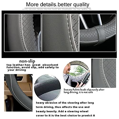 Image of Car Steering Wheel Cover, Anti-Slip, Safety, Soft, Breathable, Heavy Duty, Thick, Full Surround, Sports Style (Gray)