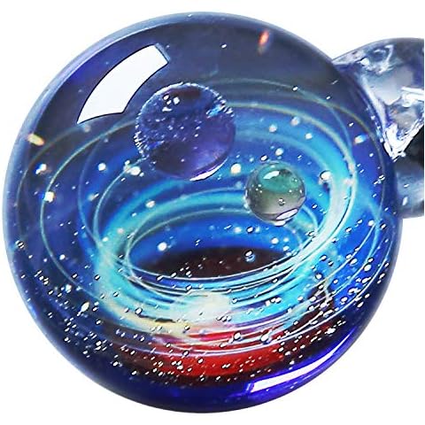 Pavaruni Original Galaxy Pendant Necklace, Universe Glass, Space Cosmos Design,Birthday Art Japan Handmade Craftsman, 75 cm, glass, not known Cover