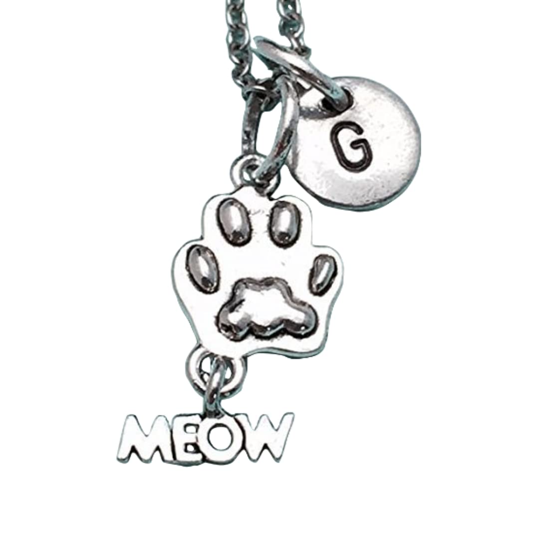 Cat paw necklace, cat paw charm, paw print necklace