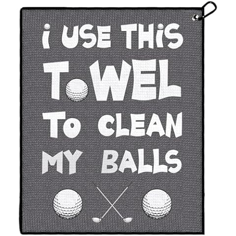 Funny Golf Towel, Funny Golf Gifts Golfers for Any Golf Fan, Golf Accessories for Men Dad Husband, Golf Stuff Inted Golf Towel with Clip - I USE This Towel to Clean My Balls(Gray Cover