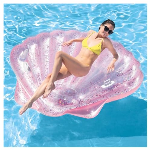 OISE ART STORE Trade Shop - Materassino Isola Gonfiabile Conchiglia Glitter PVC Mare Piscina 178x165cm