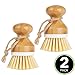 mDesign Bamboo Non-Scratch Scrub Cleaning Brush, Dishes Scrubber for Kitchen, Bathroom - Perfect for Cleaning Heavy Duty Pot and Pan, 2 Pack - White/Natural