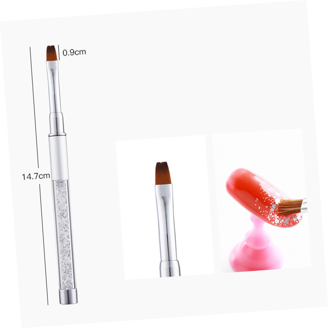 Healeved 15pezzi Pennelli Per Manicure Acrilico Con Manico Di Strass Strumenti Per Nail Art Professionali Per Casa e Salone Inclusi Varietà Di Pennelli Per Gel e Decorazioni Per Unghie