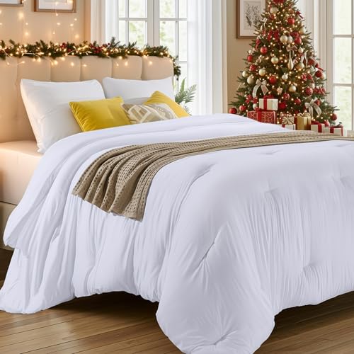 Utopia Bedding Comforters Queen Size, All Season Duvet Insert, Down Alternative Queen Comforter with Corner Tabs, Machine Washable Bed Comforter 88 x 88 Inches (White)