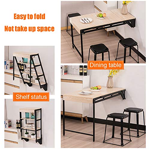 Yyhj Folding Wall-Mounted Drop-Leaf Table, Convertible Storage Rack Shelf, Multifunctional Computer Desk Kitchen Dining Home Office Desk, Large Storage Area(Size : 48" X 25") #TOP1