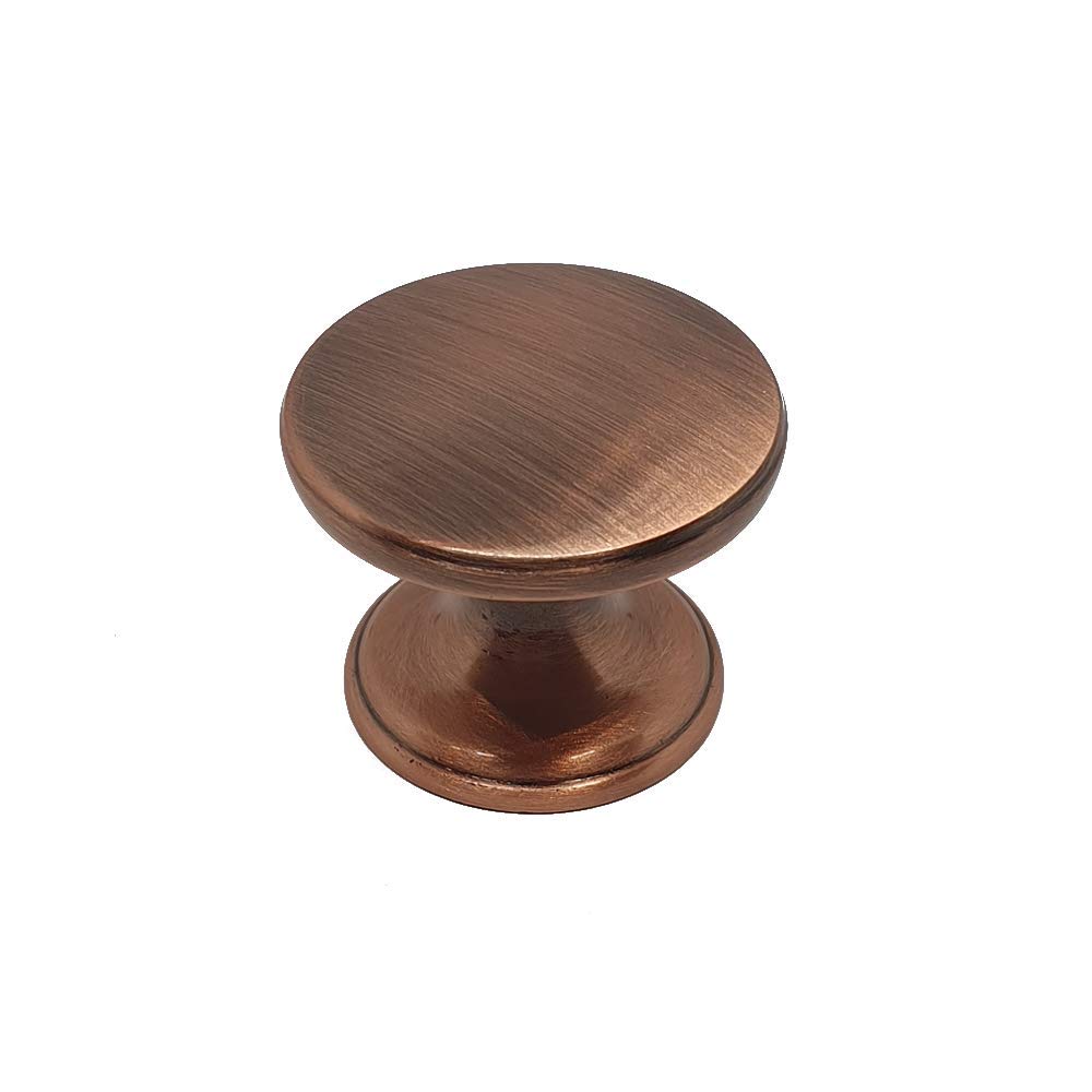 Cascia, Knob Cabinet Furniture Handle, Gloss Brushed Copper, 33mm Diameter, Centre Fixing, Kitchen & Bedroom Handle