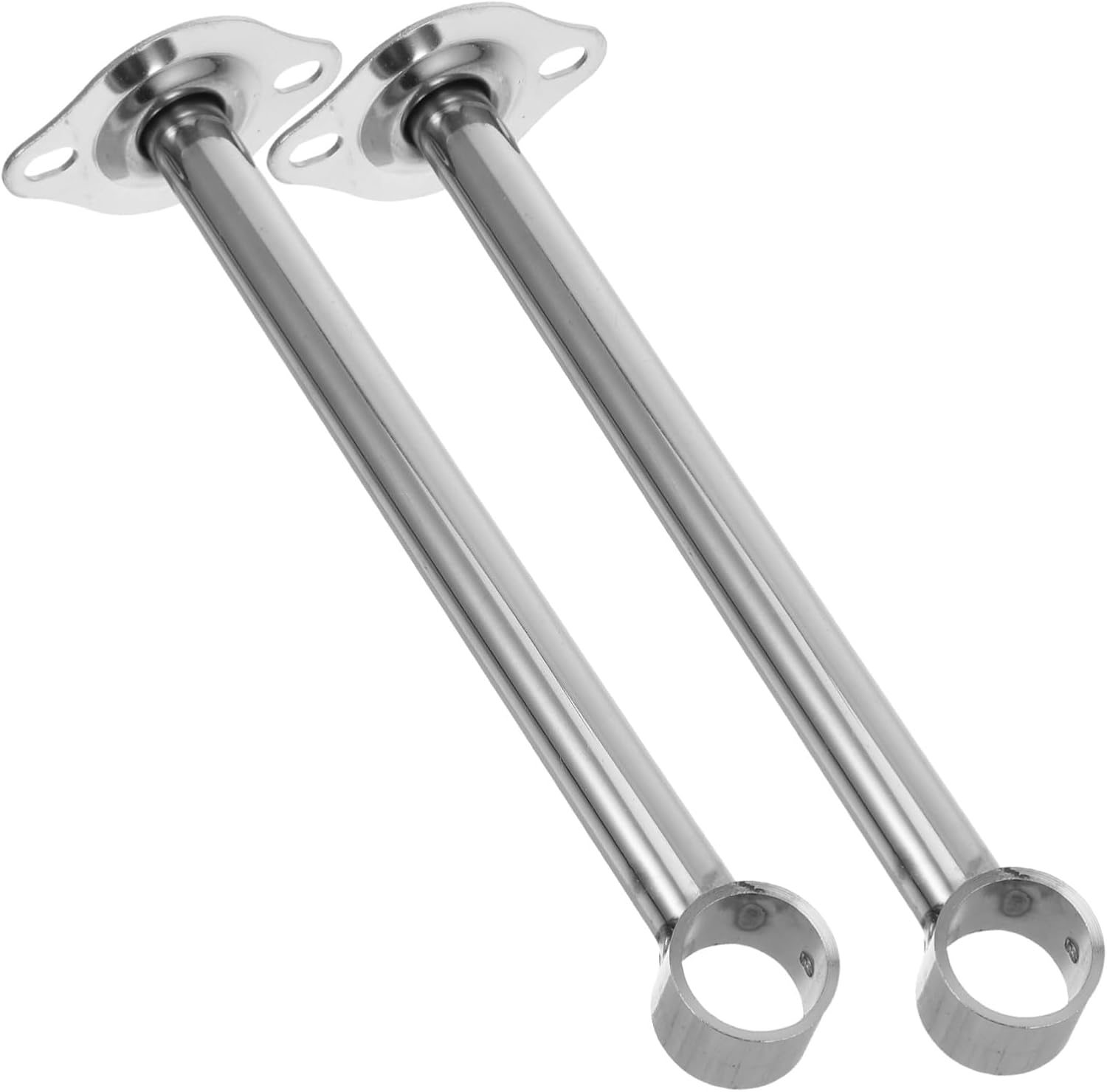 2pcs Stainless Steel Ceiling Support Bracket Heavy Duty Wardrobe Rod Holder Mounting Bracket for Curtain Rails Easy Install for Closet Shower Curtain Use