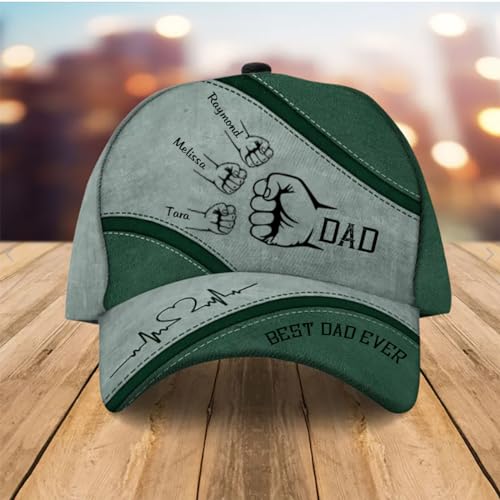 Custom Best Dad Fist Bump Cap, Dad Cap, Best Dad Ever Cap, Best Dad Ever Hat, Personalized Father's Day Hat Gifts for Dad, Cap with Dad's Name and Kid's Names, Dad's Team3