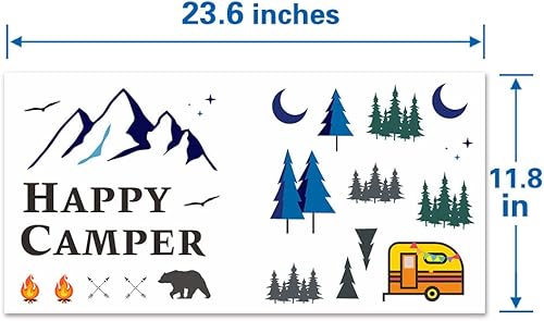 Miniatura 7 de Calcomanías divertidas de Happy Camper, temática de aventura explorar, decoración tribal, senderismo, camping, viajes, decoración de montañas,