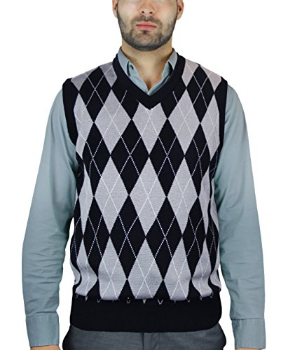 Blue Ocean Argyle Jacquard Sweater Vest-3X-Large Black