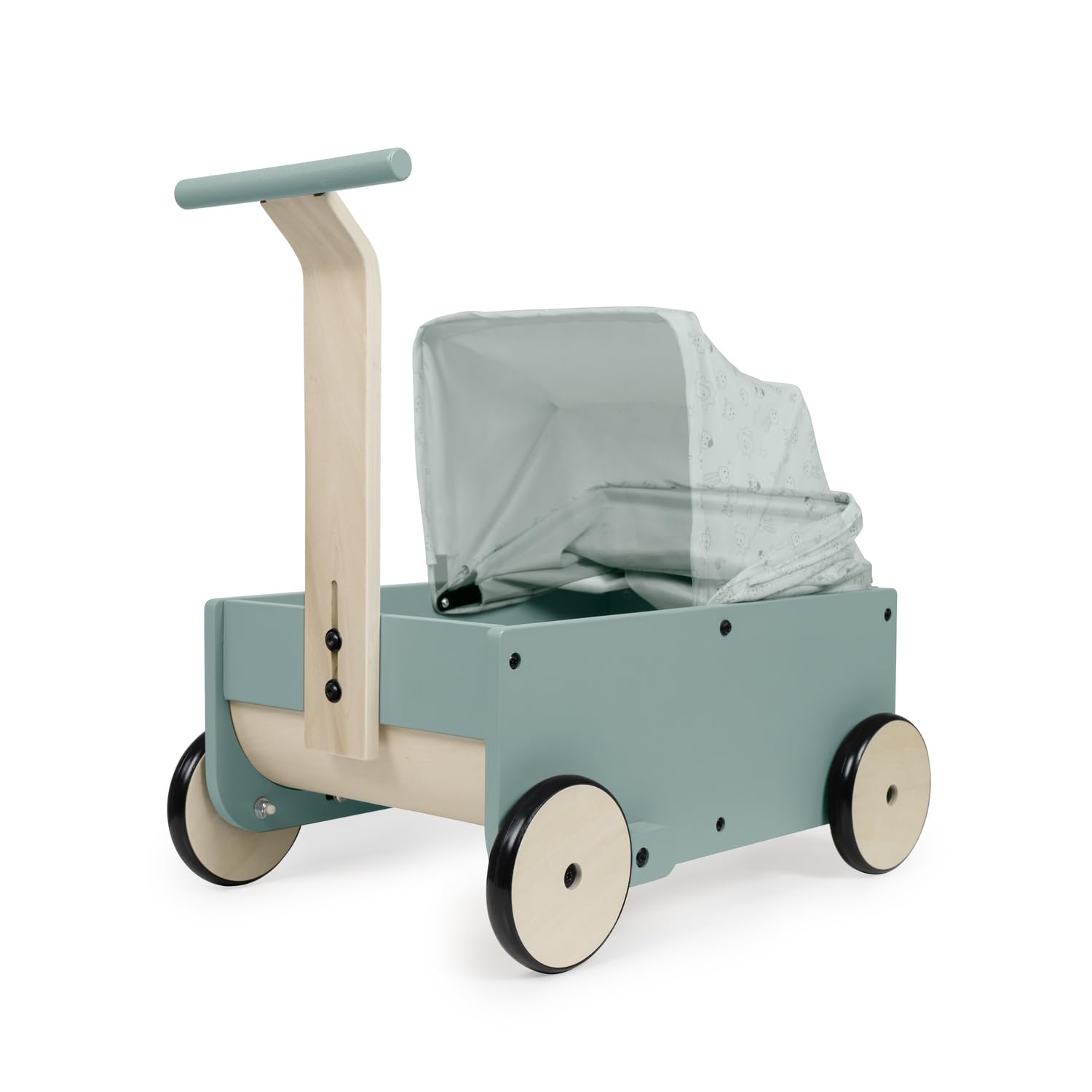 hauck Learn to Walk Dolls Wózek dla dzieci od 1 roku życia, wózek dla lalek i pluszaków do 43 cm, wielofunkcyjny drewniany chodzik z hamulcem i rączką