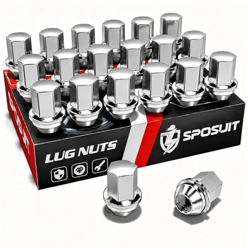 Image of Sposuit M14x1.5 Lug Nuts - Replacement for 2010-2017 Chevy Equinox, 2013-2015 Malibu, 2014-2020 Impala - OEM Factory Style Closed End Chrome Lug Nut(20 Pcs)
