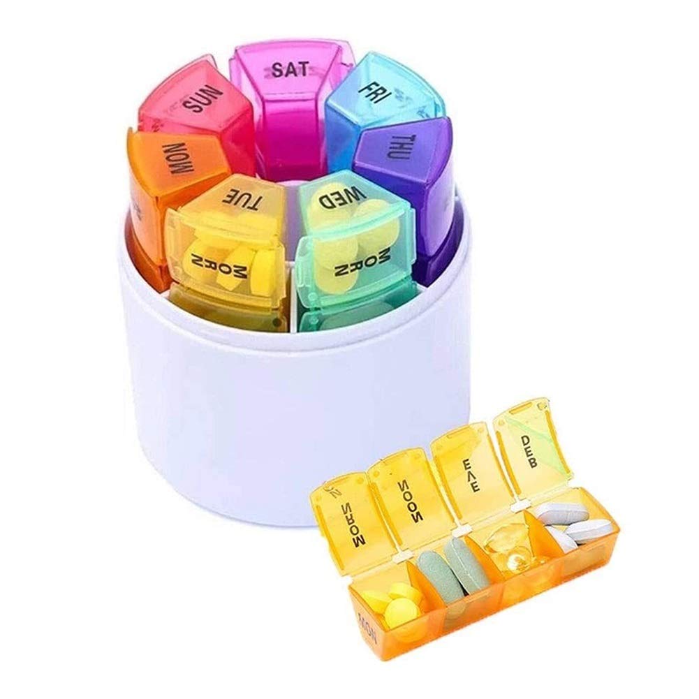 Chillers Pill box 7 days in the Morning noon evening, 4 compartments, handy and moisture-resistant medication box, medication dispenser week, large pill box