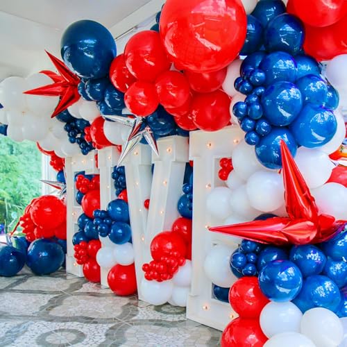 Image of Red White Blue Balloons, Memorial Day Patriotic 250th Anniversary USA Blue Red Latex Helium Balloon for Patriotic 4th of July Independence Day Baseball Birthday Graduation Party Decorations