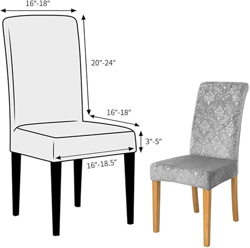 Vista 110 de Forcheer - Juego de 4 fundas elásticas para sillas de comedor con estampado elástico, lavable, extraíble, para cocina, hotel, restaurante
