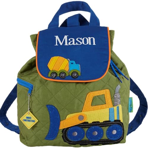 Personalization Universe Custom Stephen Joseph Personalized Construction Backpack for Kids - Perfect for Boys and Toddlers, Custom Embroidered Kids Backpacks, Personalized School Bags for Children