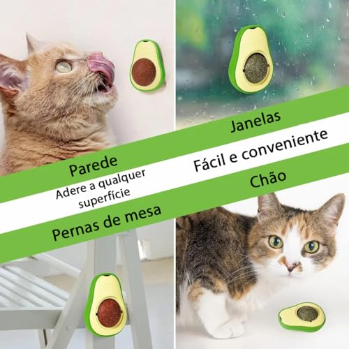 Kit 2 Brinquedo Interativo De Abacate Com Catnip Erva Para Gato Natural Bola Para Lamber