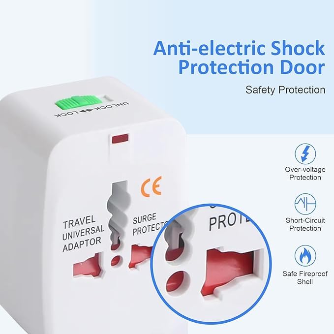 Image of International Travel Adapter - Universal Plug - Multipurpose Solution for US, AUS, UK, EU, Europe, North /South America (Pack of One)