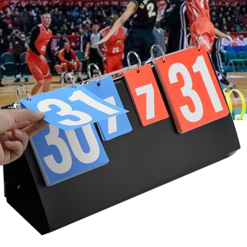 Tissting Anzeigetafel,4-stellige Anzeigetafel Flip-Anzeigetafeln Tragbare Flip-Anzeigetafel Zahlen Tragbare Flip Anzeigetafel Sport Punktetafel Manuelle Spielstandanzeige für Basketball Badminton