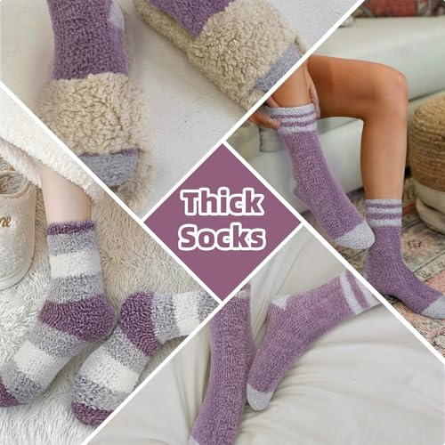 Image of AIBFRID Fuzzy Slipper Sock Soft Cozy Socks Thick Warm Sock Winter Home Sleeping Sock for Women Girls