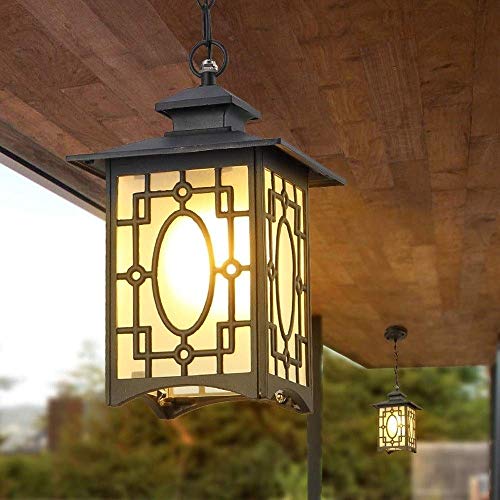 Chandelier extérieur rétro plafonnier imperméable aluminium E27 pour balcon - 5