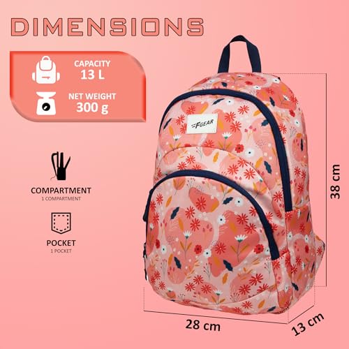 Image of F Gear Fiona Peach Pink 13L 2 Compartment Backpack /Trendy Stylish Bag /Casual Day Backpack /Office Bag /Travel Bag /School Bag /College Bag /Versatile Bag for Unisex |for Girl & Boy Unisex