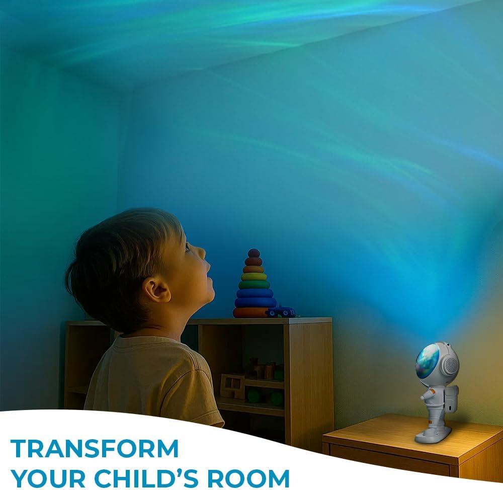 Star Projector for Kids Bedroom – Astronaut Galaxy Projector with Northern Lights, Bluetooth Music & Remote – Space Night Light for Nursery, Room Decor & Baby Sleep Lamp Gift