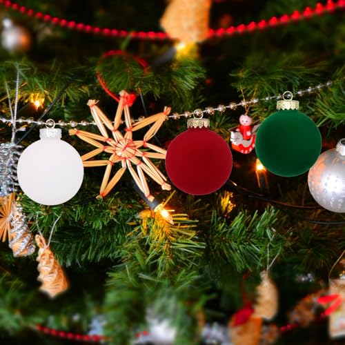 Ensemble de décorations de boules de Noël en velours floqué durable - 4