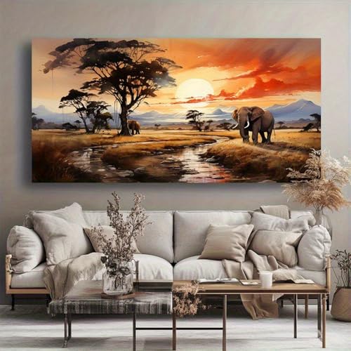Œuvre d'art éléphants d'Afrique impression sur toile haut de gamme