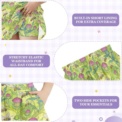 Jupe-short d'uniforme athlétique fille en coton avec poches intégrées