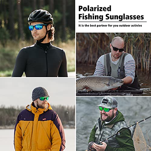 Meetsun Polarized Sports Sunglasses For Men Fishing Cycling Baseball Running And Driving Uv400 Protection 2 Pack Green + Blue Mirrored Lens #TOP5
